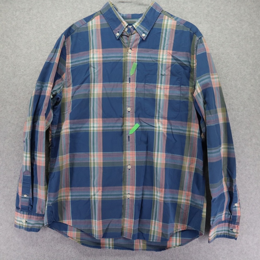 American‎ Eagle Shirt Mens Large Casual Pocket Button Up Blue Plaid Long Sleeve